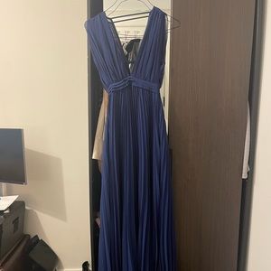 ASOS gown blue pleated dress